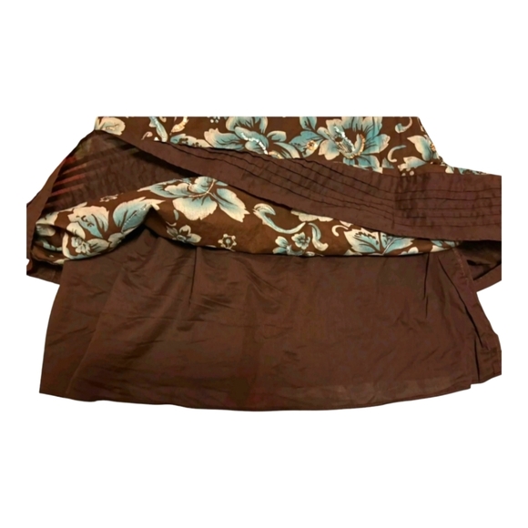 Coldwater Creek Brown Blue Floral A-Line Midi Skirt Size 12 NWT Boho Chic - Picture 7 of 11